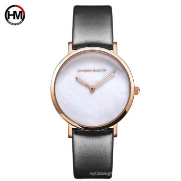 HANNAH MARTIN 3802 Japan quartz movement women leather wristwatch simple shell dial luxury brand ladies wrist watches